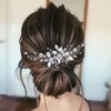 CASOLVX Bride Hair Comb Crystal Leaf Headpiece Vintage Hair Clips Wedding Hair Accessories for Brides Bridesmaids Women