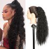 XUENMB Curly Ponytail Extension for Women 21 Inch Long Drawstring Kinky Curly Wigs Daily Black Natual Wavy Clip in Ponytail Hairpieces (black)