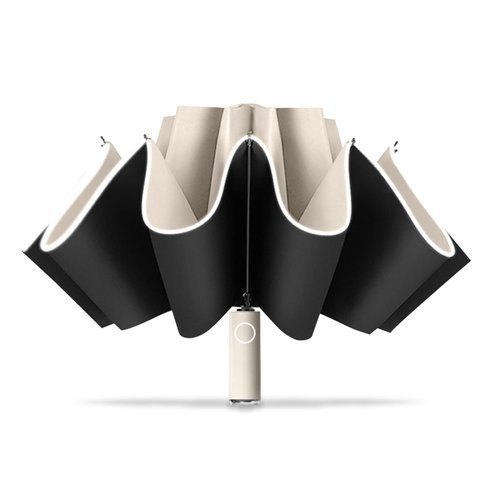 Cloudia Windproof Umbrella Travel Umbrella Easy Compact Folding Reverse Umbrella (Beige)