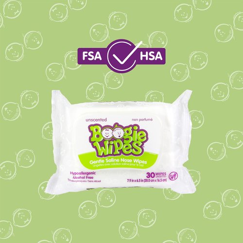 Baby Wipes by Boogie, Saline Wet Wipes for Nose, Face, Hand & Body, FSA/HSA Eligible, Made with Vitamin E, Aloe, Chamomile and Natural Saline, Unscented 30 Count Pack of 3