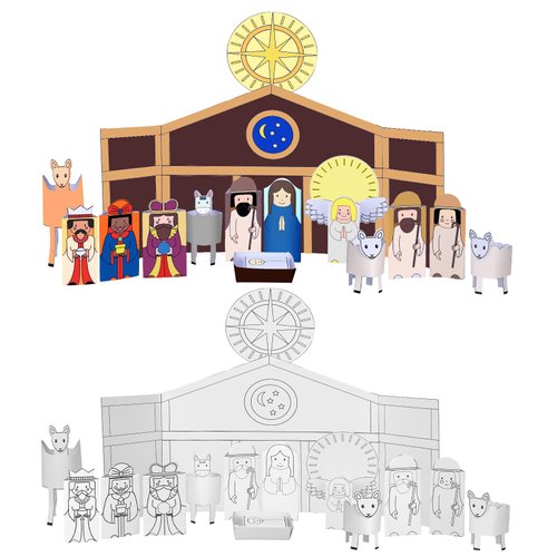 Watersay 12 Set 168 Pcs Christmas Nativity Stickers Craft Kit Christian DIY Nativity Stickers 3D Paper DIY Bible Craft Kit,Makes 12 Tabletop Nativity Display Crafts for Religious Party Favor Supplies