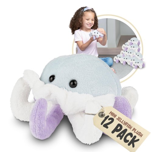 Forest & Twelfth Mini Stuffed Jelly Fish, 12 Pack Stuffed Animal Plush Toys for Kids, Zoo Ocean Animal Party Favors and Goody Bags, Classroom Treasure Box Prizes, Stocking Stuffers