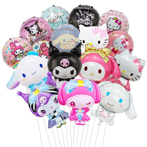 16Pcs Cute Anime Party Decoration Balloons,Aluminum Film Material Double Sided Balloons,Anime Theme Party Supplies,Kawaii Birthday Party Ballons(16PCS)
