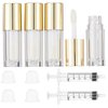 Qeuly 6ml Empty Lip Gloss Tubes, Clear Mini Lip Gloss Tubes, Lip Balm Tubes Containers with Lip Gloss Applicator Wands for Women Girls DIY Makeup Lipgloss Making Kit (D25xH86mm) (Golden)