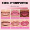 Magic Color Changing Lip Oil Temperature Change Lip Glow Oil Moisturizing Plumping Lip Gloss, No-Sticky Transparent Lip Care Tinted Lip Gloss Oil (01# Clear Shimmer to Pink)