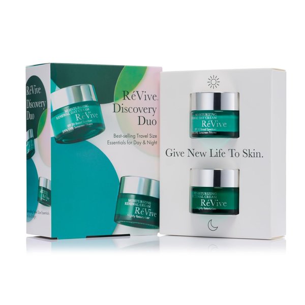 RéVive Discovery Duo Travel Kit - Travel Size Moisturizing Daytime Face Cream & Night Cream - Anti Aging Facial Skin Care Products for Smoother, Younger-Looking Skin (2 Count)