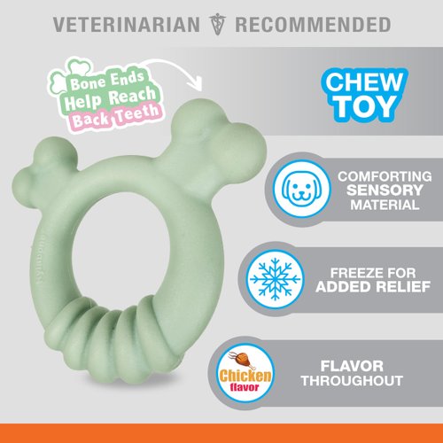 Nylabone Sensory Material Puppy Chew Toy Ring - Puppy Teething Toy for Boredom & Stimulation - Puppy Supplies - Chicken Flavor, Small/Regular (1 Count)