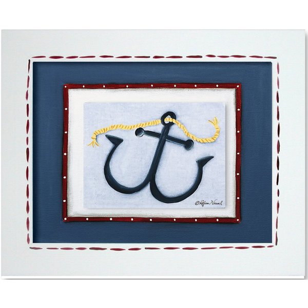 Doodlefish Framed 17.5"x14.5" Wall Art, Anchor