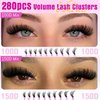 Lash Extension Kit Fluffy Lash Clusters Kit 280pcs Volume Eyelash Extension Kit 100D/150D 2 Styles Eyelash Clusters Kit Bond and Seal Lash Glue with Tweezers Thick Individual Lashes Kit by Ruairie