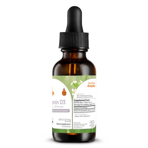 Zahler Liquid Vitamin D, Vitamin D3 Liquid 1000IU, Vitamin D Drops, Kosher, 1OZ