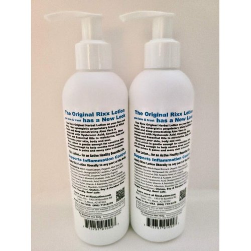 Rixx Lotion Original Natural Herbal Blend (2-pack) with Witch Hazel, Aloe Vera, Shea Butter, Hyaluronic Acid & Essential Oils. Moisturizer and Skin Toner for Face and Body.