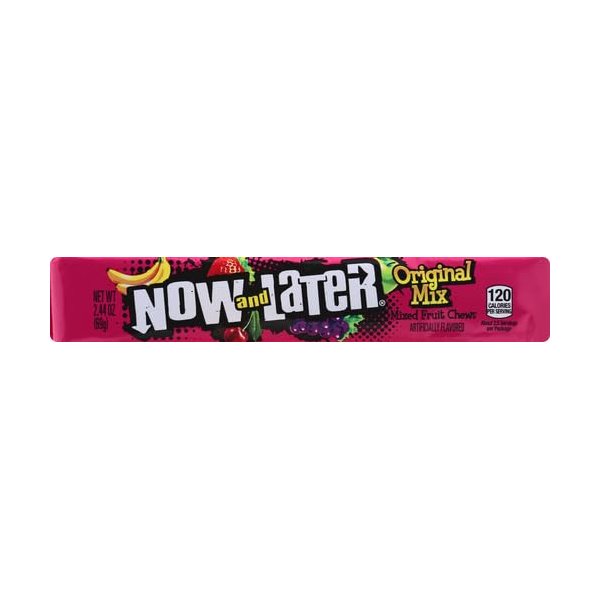Now & Later Mixed Fruit Chewy Candy 2.44 oz. - Case of: 2424
