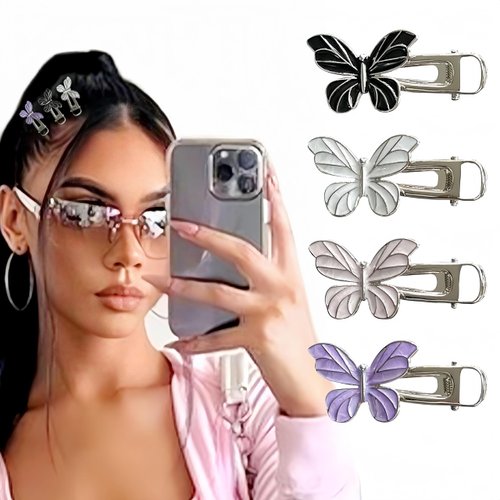 JeVenis Butterfly Kawaii Y2K Star Hair Clips, Emo and Disco Hair Accessories