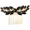 BETITETO Bridal Hair Comb Emerald Green Crystal Wedding Hair Piece Pin Accessories for Women Girls Party (Black)