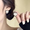 Sttiafay Vintage Pearl Heart Earrings Heart Enamel Pearl Earrings White Heart Studs Earrings Gold Pearl Stud Earrings Jewelry for Women