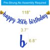 SUNbetterland Blue glitter Happy 26th Birthday Banner, Pre-Strung,Boy's Man's 10th Birthday Party Decorations Supplies, Happy 26th Birthday