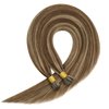 Sunny Itips Human Hair Extensions Brown 80S Itip Hair Extensions Real Human Hair Dark Brown Highlight Caramel Blonde Cold Fusion I Tip Natural Hair Extensions Highlight Hair for Women 16inch 50G