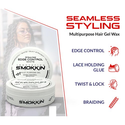 INNOVATION SMOKKIN Professional Hair Gel Wax - Perfect for Curl & Wave Hair - Styling Hair Gel Wax with Multipurpose use 4 in 1, Ultra Smooth & Long-Lasting Shine, (WHITE)