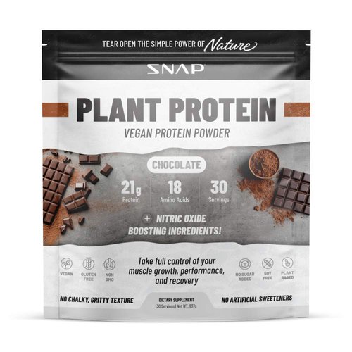 Snap Supplements Organic Plant Based Vegan Protein Powder Nitric Oxide Boosting Protein Powder, Vanilla Bean, BCAA Amino Acid for Muscle Growth, Performance & Recovery - 30 Servings (Chocolate)