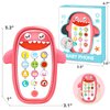 Baby Shark Cell Phone Toy Removable Teether Case, Light, Music & Adjustable Volume Kids Play & Learn Fake Phone Infant Toddler, Preschool Holiday Birthday Presnet for Girl Boy 0-6, 6-18 Months (Red)