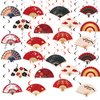 24 PCS Folding Fans Hanging Swirl Decorations Folding Fans Ceiling Streamers Hanging Decorations Folding Fans Party Decorations for Japanese Folding Fans Birthday Party Supplies