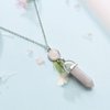 Faruodis Turquoise Crystal Necklace for Women Hexagonal Healing Gemstone Spiritual Energy Pendant Necklace Jewelry for Women(Pink)