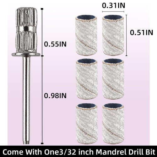 100 Pcs (240 Grit, White) Nail Drill Bits with Mandrel Bit,Sanding Bands for Nail Drill,Professional Nail Manicure Great Fit for Nail Drill Bits for Acrylic Nails