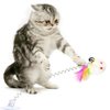 KABB 3 Pcs Cat Toy Spring Toy Elastic Spring Mouse Feather Plush Interactive Intelligence Toys with Sucking, Random Color