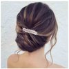 Yheakne Crystal Wedding Hair Clip Barrette Gold Rhinestone Hair Barrette Clips Bling Bridal Headpieces Decorative Head Clip Headwear Crystal Hair Clip Shine Cz Bride Hair Accessories for Women and Girls (Gold)