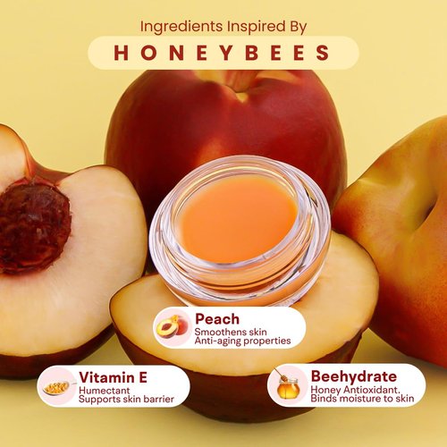 Original Bee Balm Lip Balm, Peach Hydrating Lip Balm, Lip Butter for Dry and Cracked Lips, Propolis Honey Lip Mask, Lip Moisturizing Mask, Reduces Lip Lines, Original Beeswax with Vitamin E