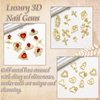 RODAKY 120PCS Gold Nail Charms Cross Nail Art Jewelry 3D Heart Crystal Rhinestone Rose Charms for Nails Virgin Mary Metal Nail Gems Luxury Nail Decoration Diamonds for Manicure Design Craft DIY