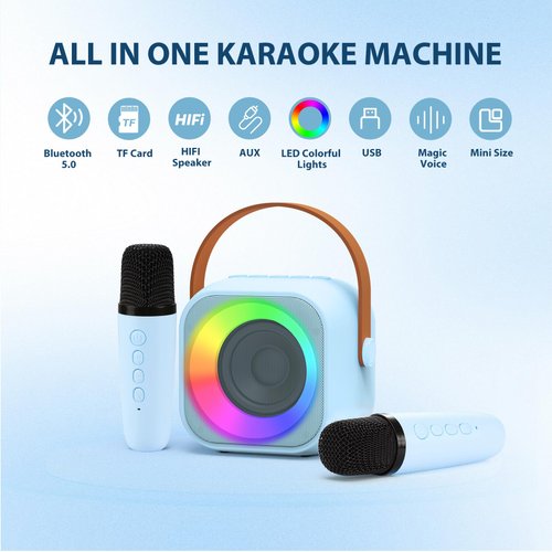 Jeefu Karaoke Machine for Kids, Toys For 3-12 Years Old Girls Gifts, Kids Karaoke Microphone Machine Toy, Best Fun Christmas Birthday Gifts For 5 6 7 8 9 10 11 Years Teens Girl Boys Blue