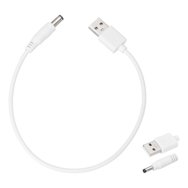 MECCANIXITY 4pcs USB to DC Power Cable 3A 5V DC Power Cord 5.5mm x 2.1mm Jack Charging Plug Connector Cable Adapter for Fan Camera Phone Tablet Devices (1ft/0.3 M, White)