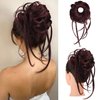 HOOJIH Messy Bun Hair Piece, Super Long Tousled Updo Hair Bun Extensions Wavy Hair Wrap Ponytail Hairpieces Hair Scrunchies with Elastic Hair Band for Women HB007 Grace - Wine Red