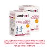 Ana María Lajusticia AML Sport - Collagen with Magnesium with Vitamin C Sticks - Strawberry Flavour - Travel Pack -20 Sticks. Hydrolized Collagen. Dairy, Gluten and Sugar Free.