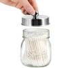 SheeChung Apothecary Jars Set,Mason Jar Decor Bathroom Vanity Storage Organizer Canister,Glass Qtip Holder Dispenser for Qtips,Cotton Swabs,Ball - Stainless Steel Lid/Brushed Nickel (2-Pack)