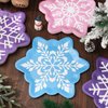 JarThenaAMCS 60Pcs Snowflake Paper Plates Christmas Pink Blue Purple Snowflake Shape Plates Snow Disposable Plates for Winter Xmas Holiday Party Tableware Supplies