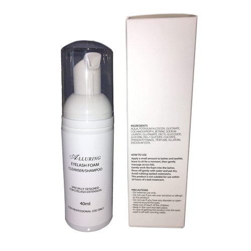 Alluring Eyelash Extension Shampoo/Eyelid Foaming Cleanser/Wash for Extensions & Natural Lashes/Safe Makeup Remover/Supplies for Professional & Home Use
