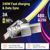 240W 4-in-1 Super Fast Multiple Charging Cable Adaptable for iPhone/iPad/MacBook/Airpods/Samsung/Android, 480Mbps, 150cm (Yellow)