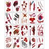 Halloween Temporary Tattoos Scary Scar for Kids Adult, 65PCS Body Prank Makeup Props Blood Stickers, Realistic Wound Fake Tattoos Decorations, Halloween Face Makeup Party Favors Cosplay Supplies