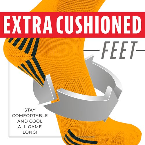 Franklin Sports Youth-Baseball + Softball Socks - Yellow-Baseball + Softball Knee Socks for Kids - Boys + Girls Tall Sports Socks - Youth Medium, Gold