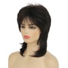 Dai Cloud Short Black Mullet Wig for Women Shaggy Layered Fluffy Wig 80s Rocker Wig for Women Black Curly Wig Cosplay Halloween Daily Costume Wigs Hair Replacement Wigs