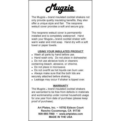 Mugzie "Cross & Wings" Cocktail Shaker, 16 oz, Black