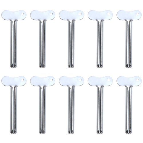 Azure Zone, 10 Pcs Stainless Steel Toothpaste Tube Squeezers Key Roller Tube Creams Paint Squeezer Tool for Bathroom Hair Dye Cosmetic