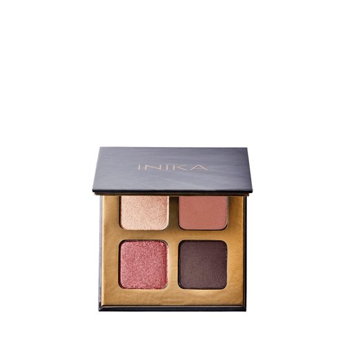 INIKA Organic Quad Eyeshadow Palette, Pure Mineral Shimmer Eyeshadow, Longwear, Highly Pigmented, Blendable with Vegan Cocoa Seed Extract and Organic Carnauba Wax, Cruelty-Free Makeup (Flowers)