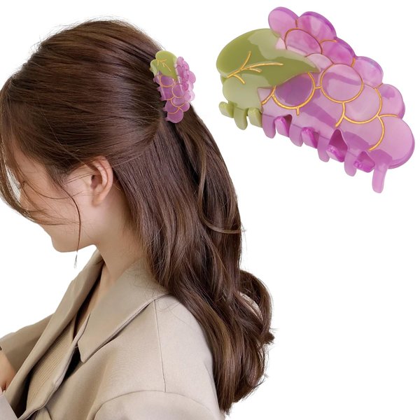 Hapdoo Grape Hair Clips, Cute Fruit Hair Claw Clip for Women Girls, Acetate Hair Accessories Gift