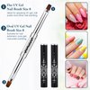 2pcs Hard Gel Nail Brush, French Manicure Brush French Tip Nail Gel Liner Brush, Builder Gel Brushes for Design Nails Dual-Ended Nail Design Brushes Rhinestone Handle Nail Brush Professional Nail Art