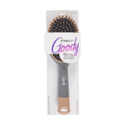 Goody Detangle It Oval Hair Brush, Detangler Brush with Fine Flexible Bristles, Use as a Detangling Brush or Styling Brush, Hair Brush to Tackle Tangles & Knots, All Hair Types, Brown/Grey