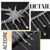 ACEDRE Rhinestone Star Head Chain Jewelry Silver Sparkly Crystal Bride Forehead Hair Chains Tassel Wedding Headpiece for Women
