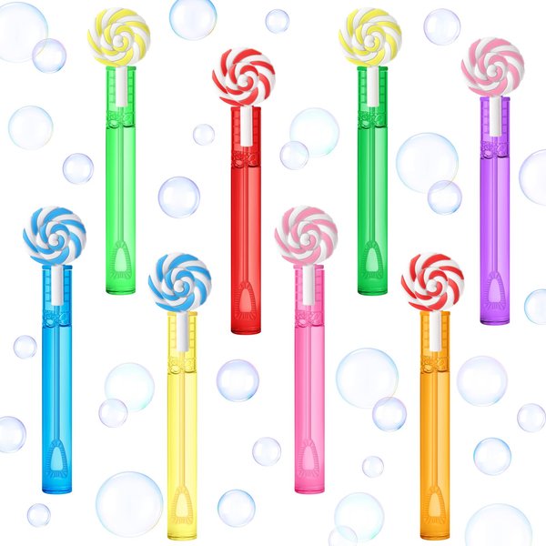 AFZMON 24 Candyland Party Favors Bubble Wands for Kids, Sweet Candy Mini Bubbles Wand Toys, Lollipop Theme Birthday Party Supplies Goodie Gift Bag Stuffers Pinata Classroom Prizes